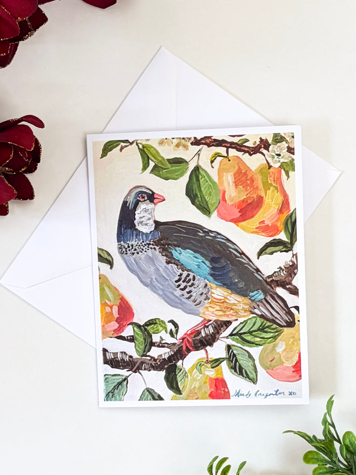 Partridge &amp; A Pear Tree Greeting Card by Carpe Diem Papers
