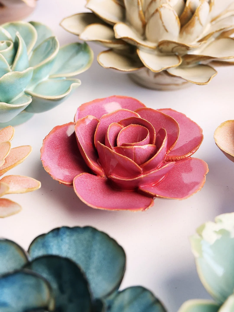 Pink Ranunculus Ceramic Wall Flower