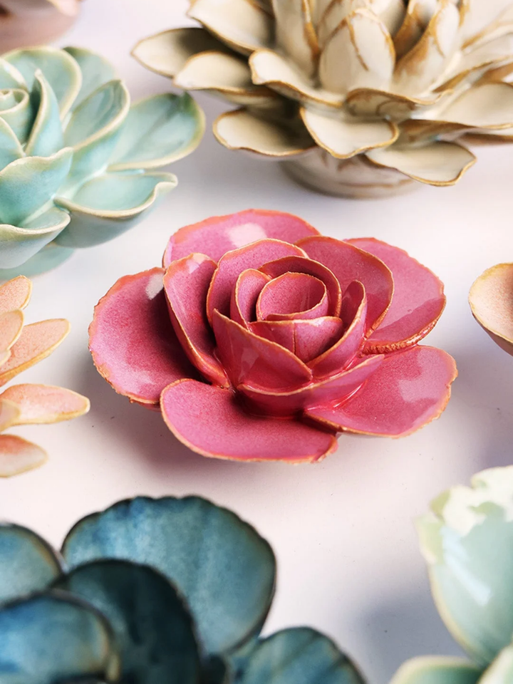 Pink Ranunculus Ceramic Wall Flower