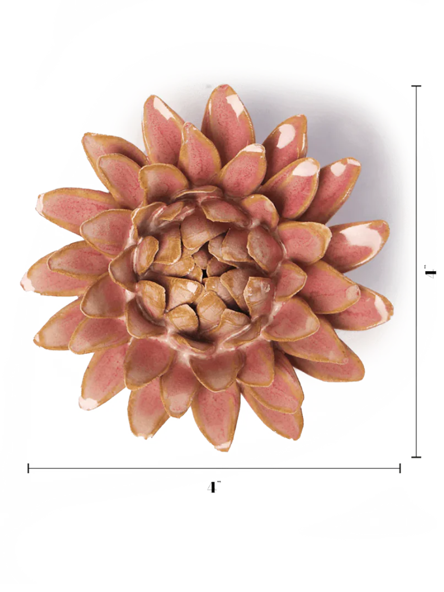 Pink Strawflower Ceramic Wall Art