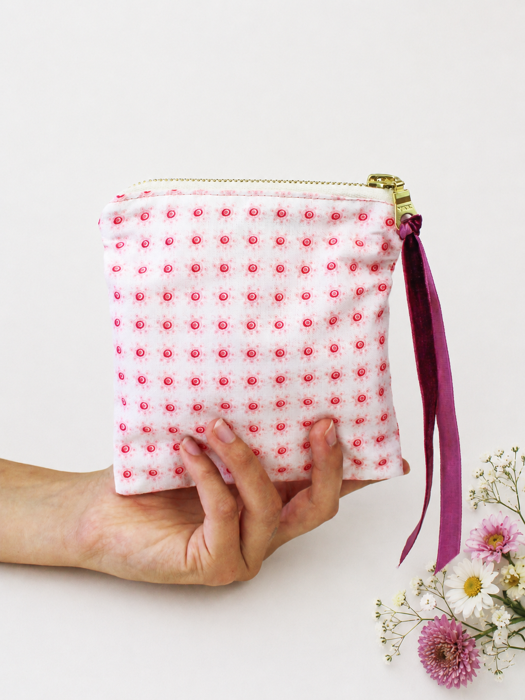 Pink Sunshine Square Zip Pouch