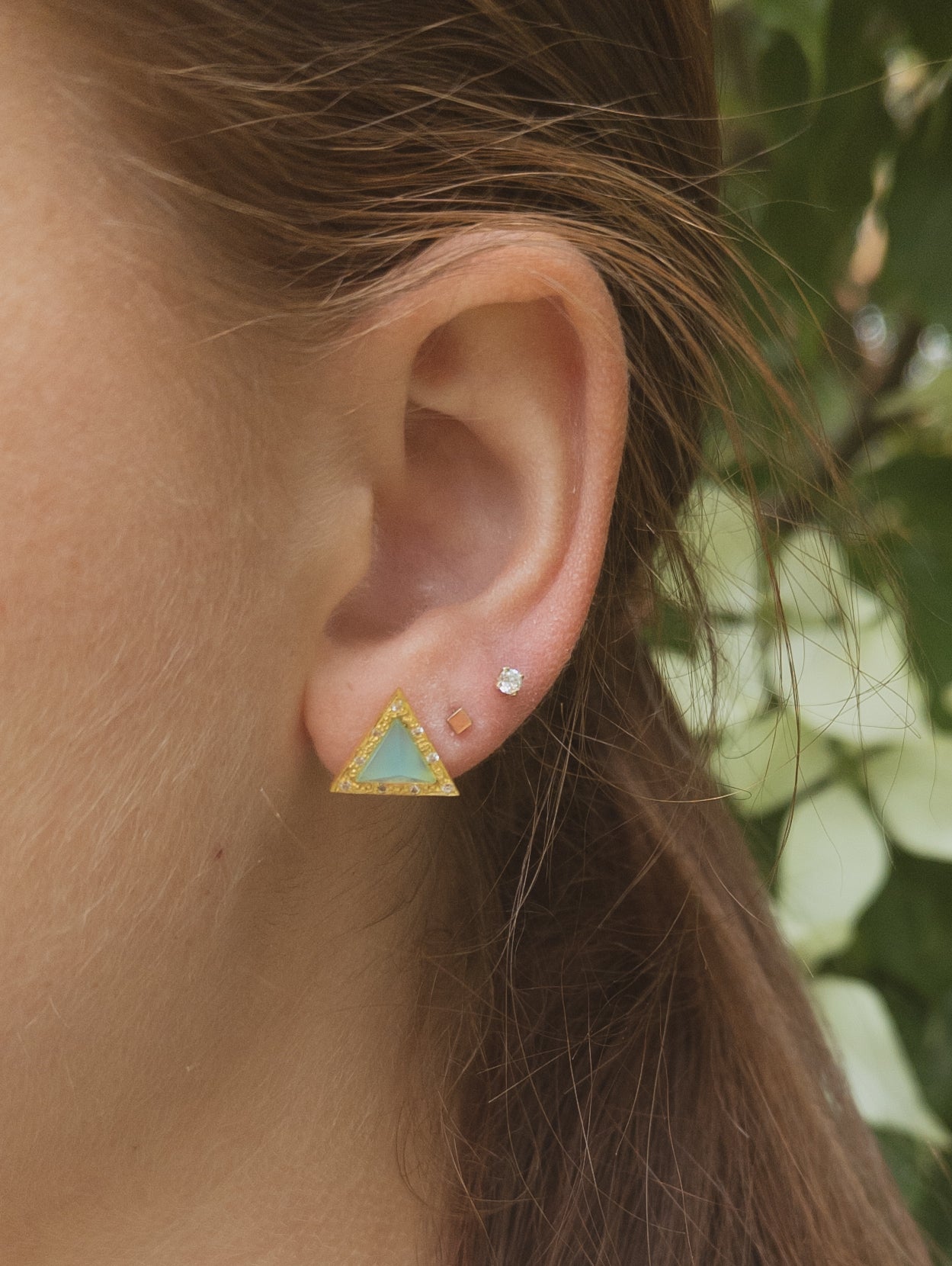 Pyramid Gem Stud Earrings - FINAL SALE