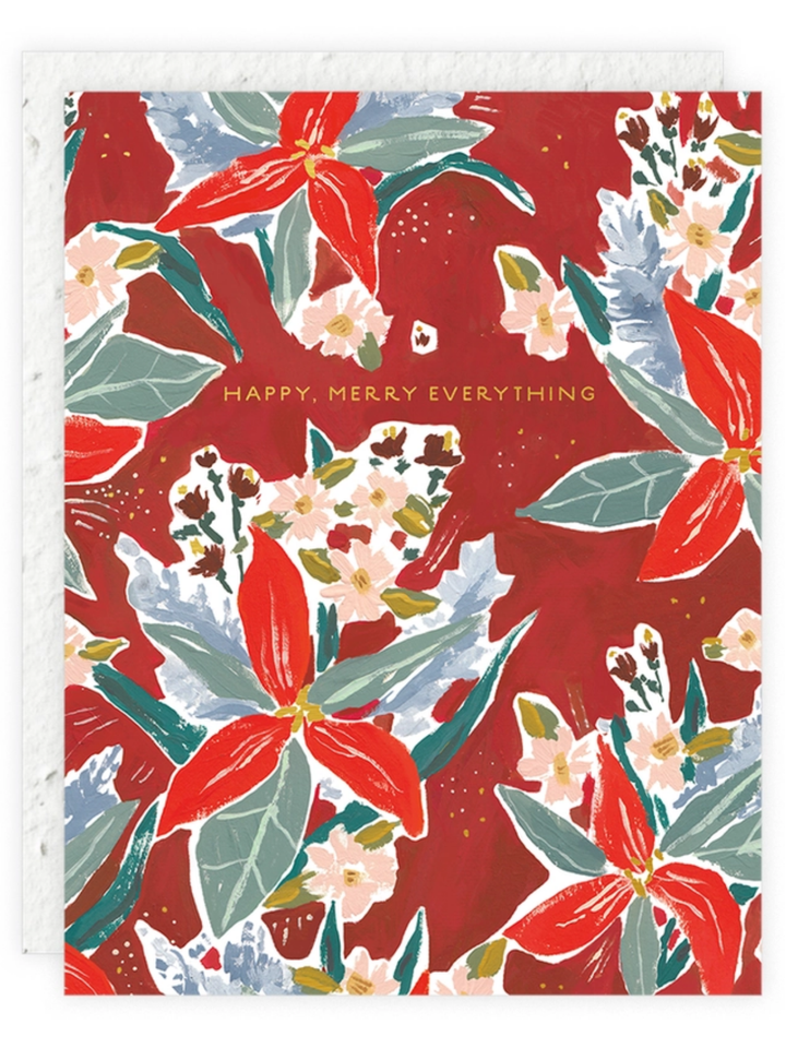 Red Poinsettia - Seeded Holiday Card