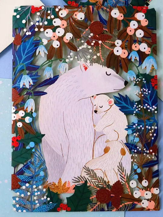 Enchanting Polar Bear Laser-cut Christmas Card