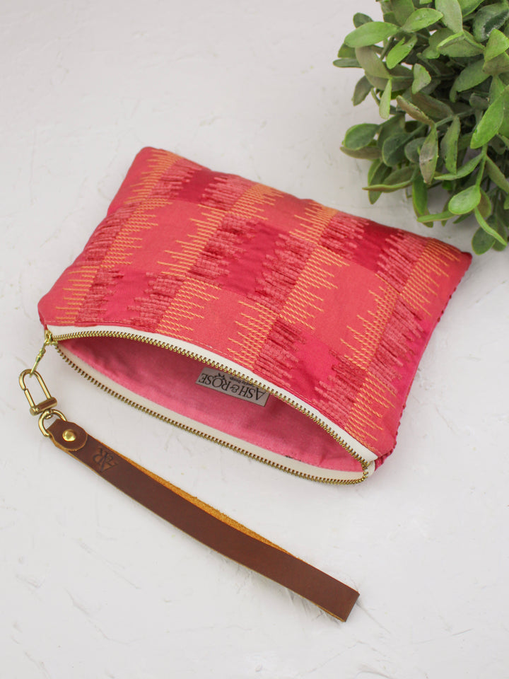 Shades of Apricot Embroidered Wristlet Purse