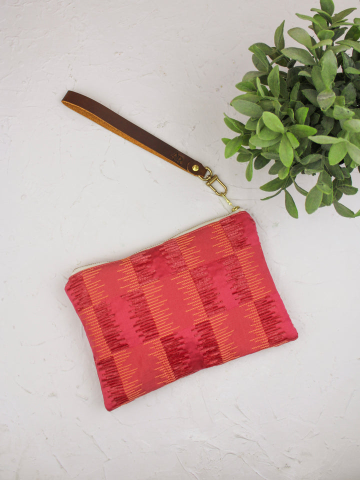 Shades of Apricot Embroidered Wristlet Purse
