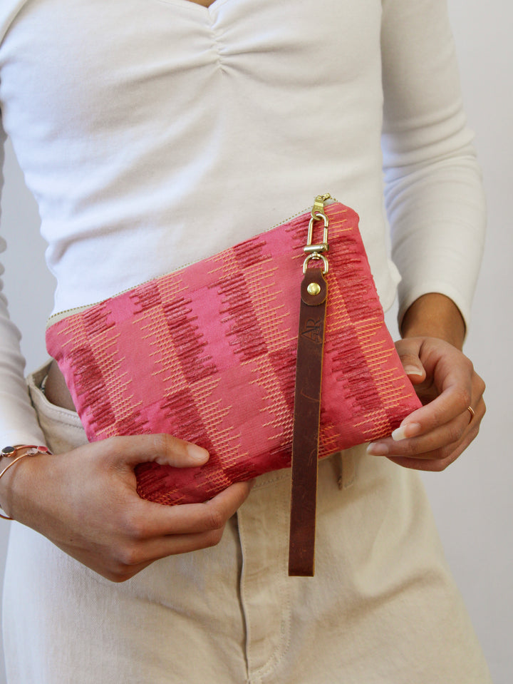 Shades of Apricot Embroidered Wristlet Purse