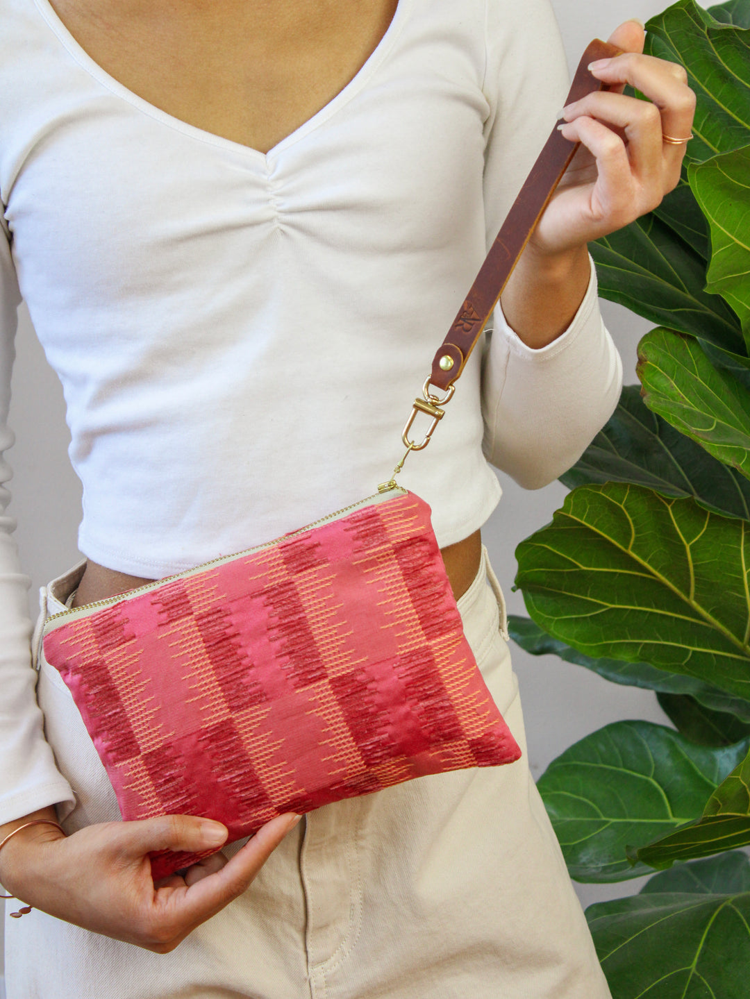 Shades of Apricot Embroidered Wristlet Purse