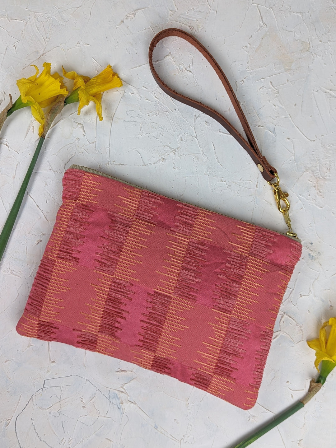 Shades of Apricot Embroidered Wristlet Purse
