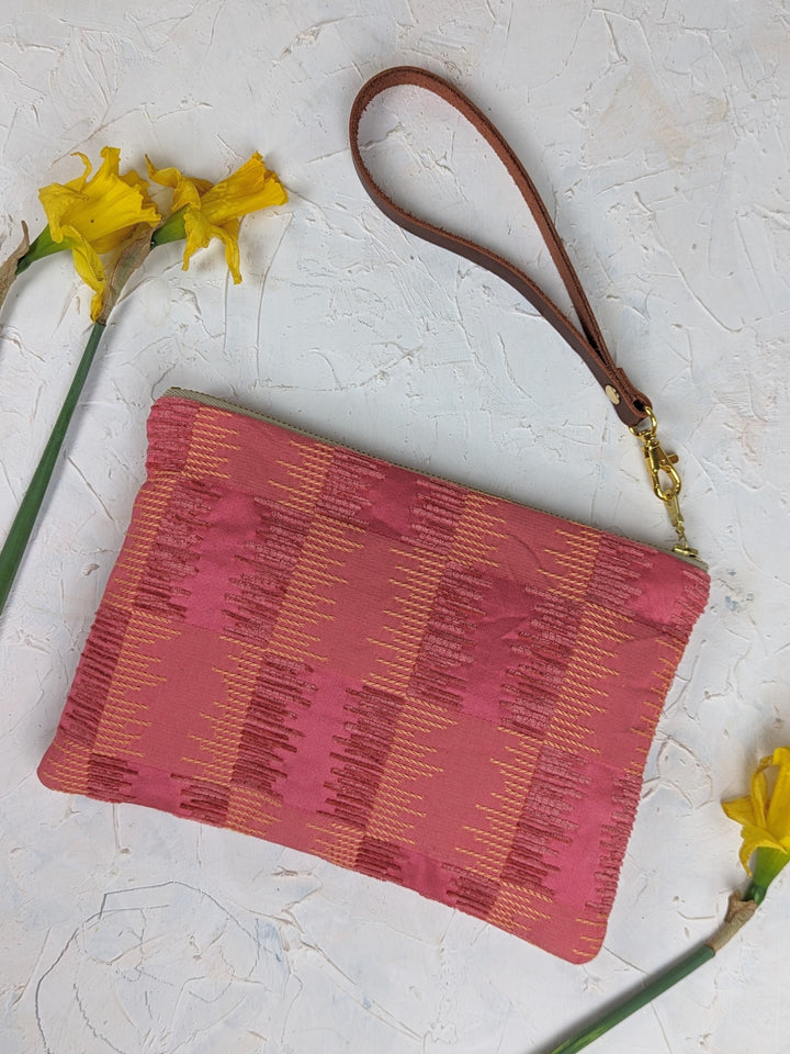 Shades of Apricot Embroidered Wristlet Purse