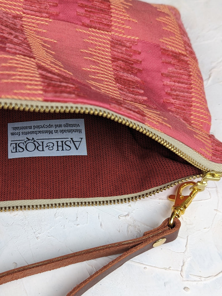 Shades of Apricot Embroidered Wristlet Purse