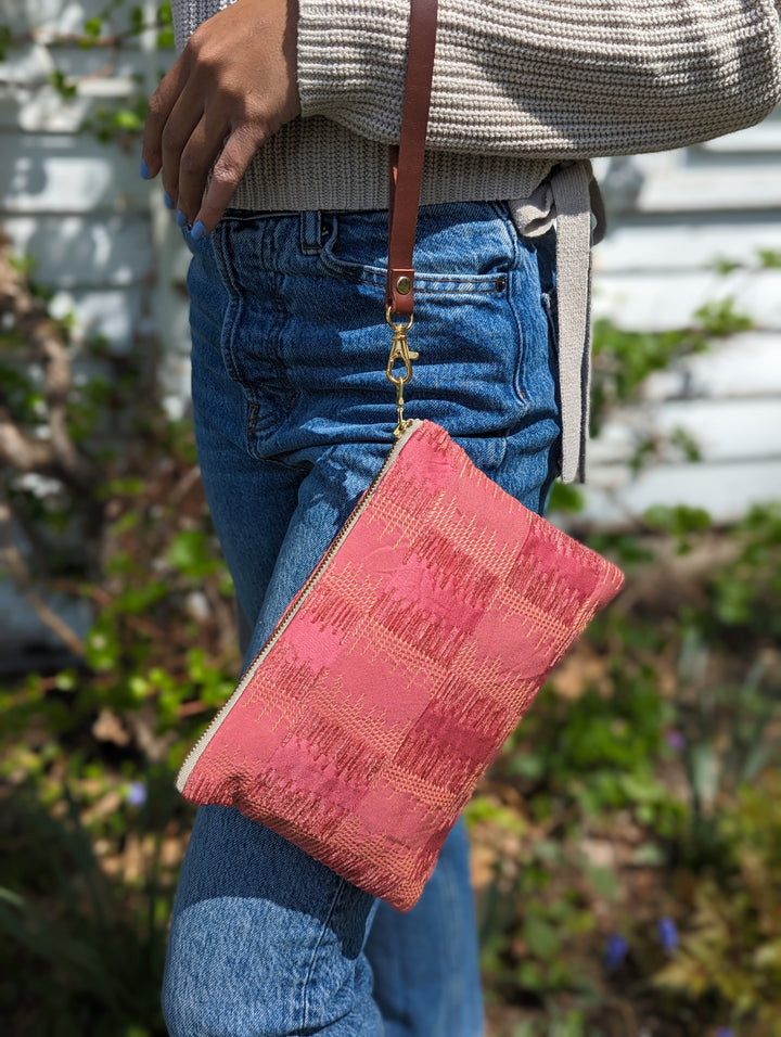 Shades of Apricot Embroidered Wristlet Purse