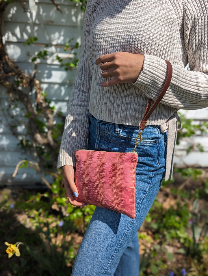 Shades of Apricot Embroidered Wristlet Purse