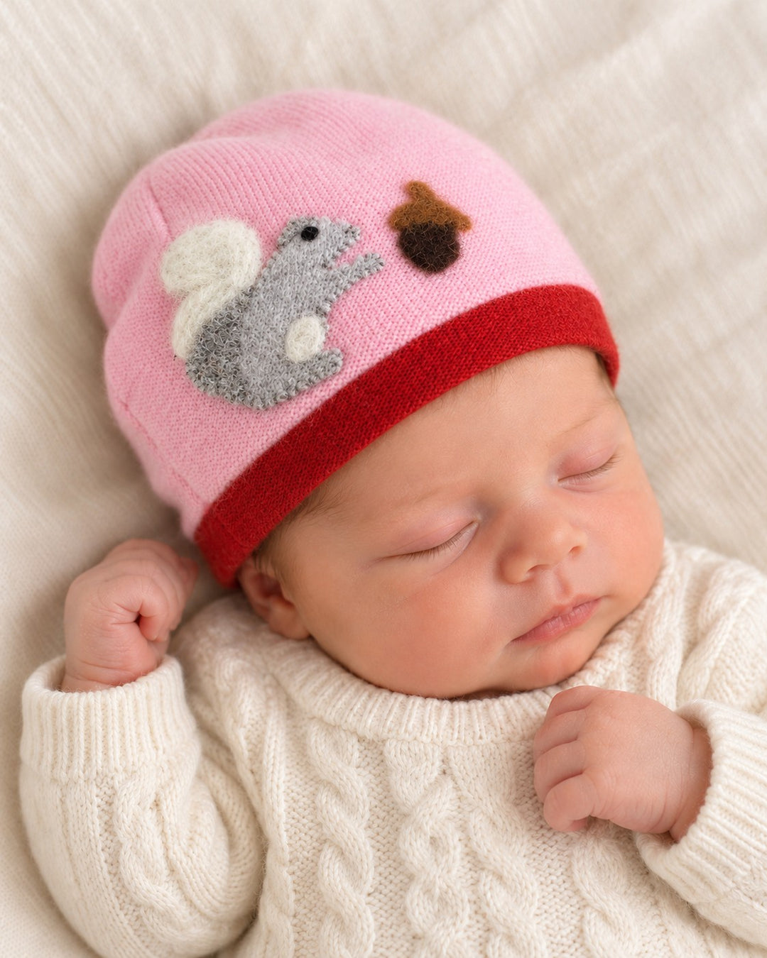 Squirrel Cashmere Hat - Newborn