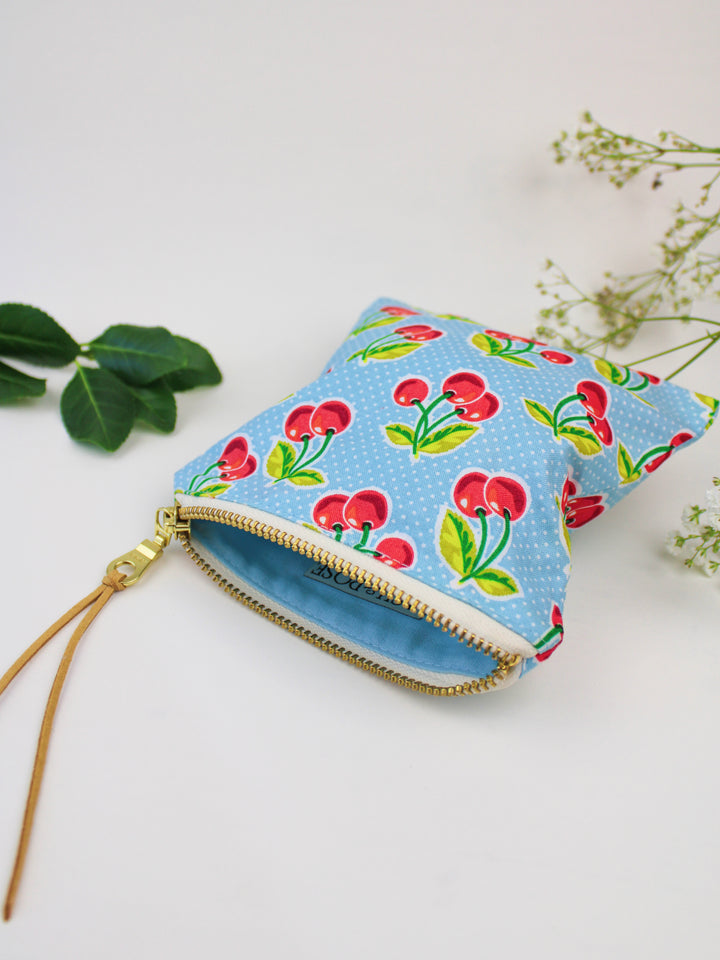 Summer Cherries Square Zip Pouch