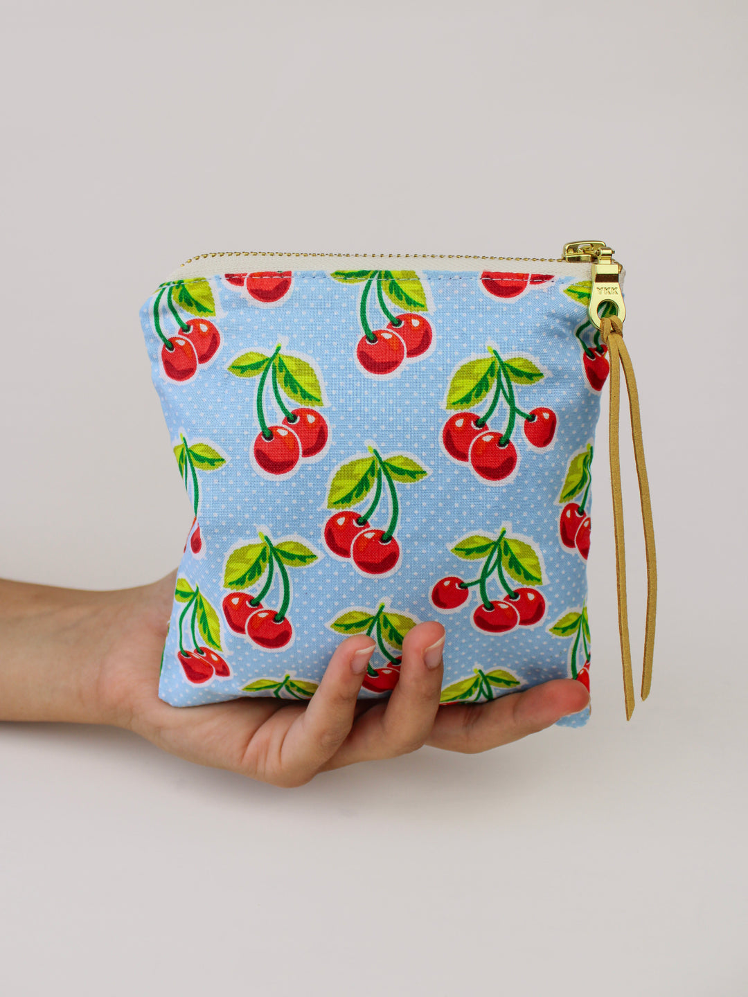 Summer Cherries Square Zip Pouch