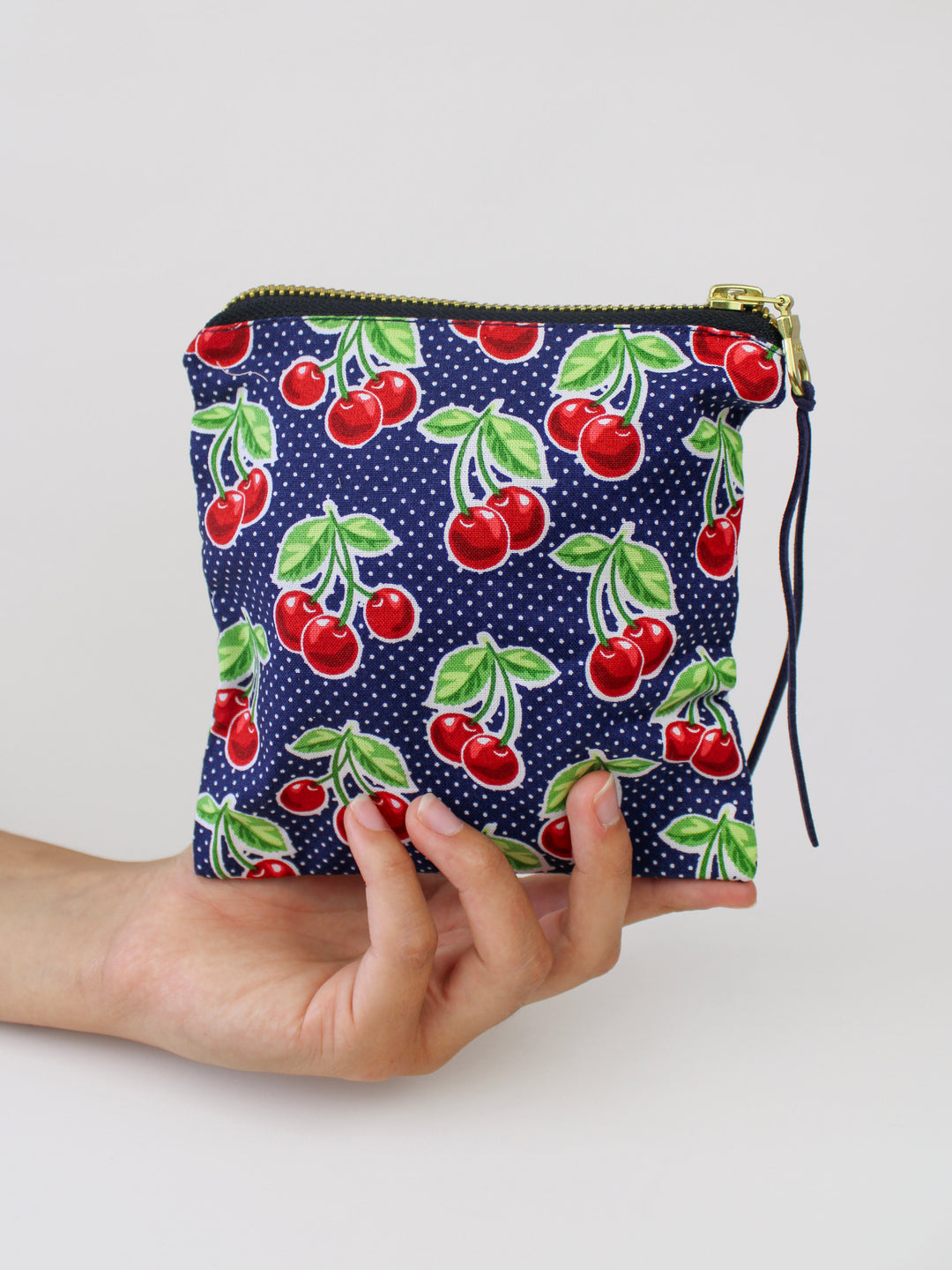 Summer Cherries Square Zip Pouch