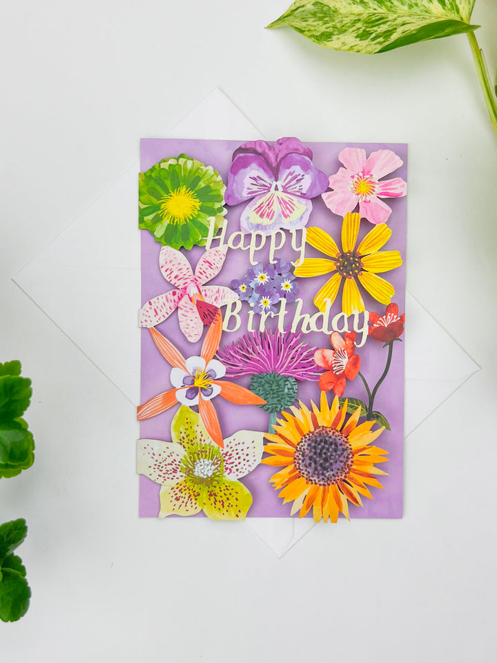 Supernova Floral Laser-cut Birthday Card