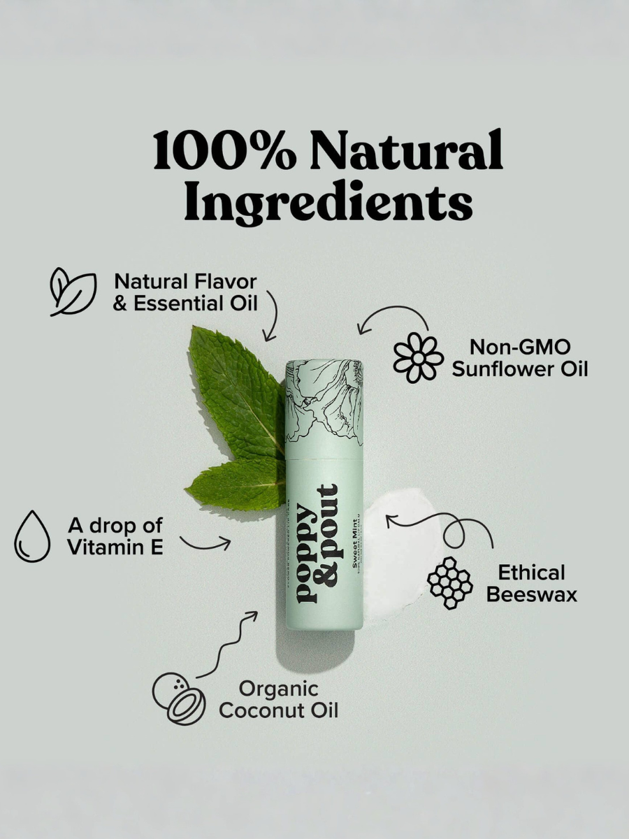 Poppy &amp; Pout Natural Lip Balm – Handmade in the USA