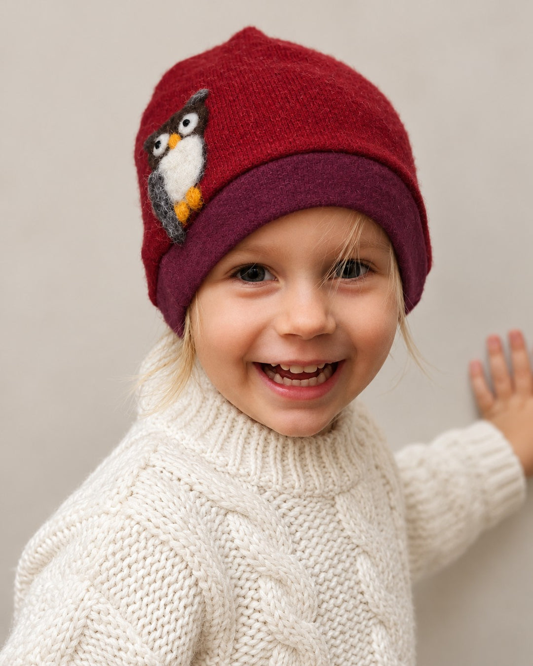 Owl Cashmere Toddler Hat (Ages 1–2)