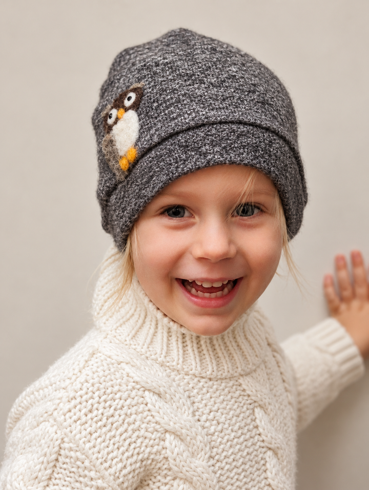 Owl Cashmere Toddler Hat (Ages 1–2)