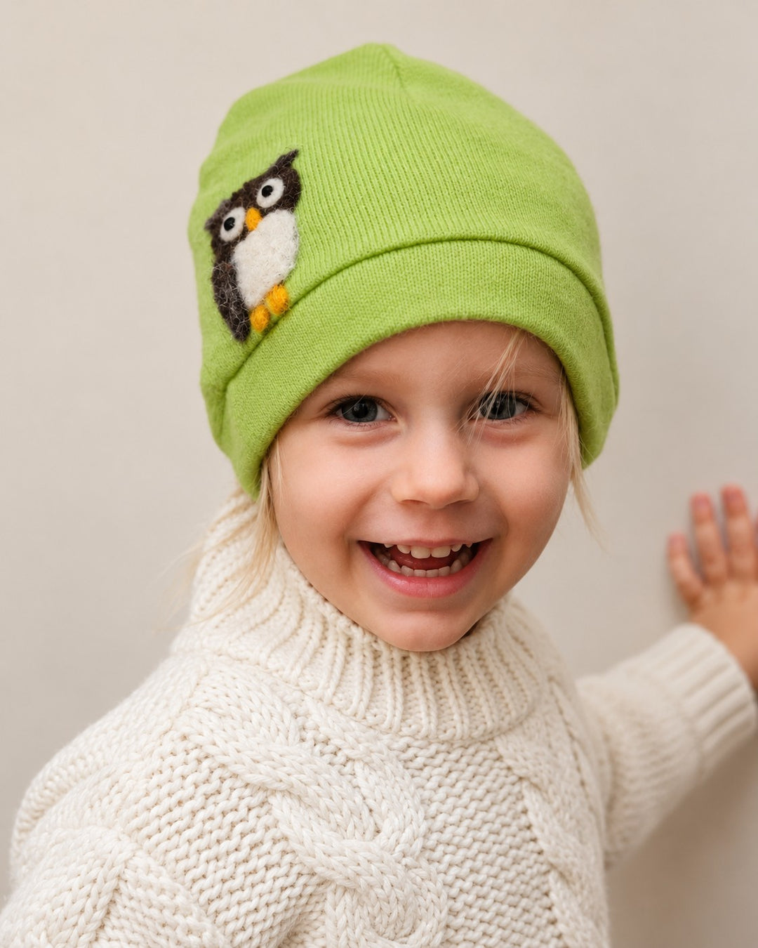 Owl Cashmere Toddler Hat (Ages 1–2)