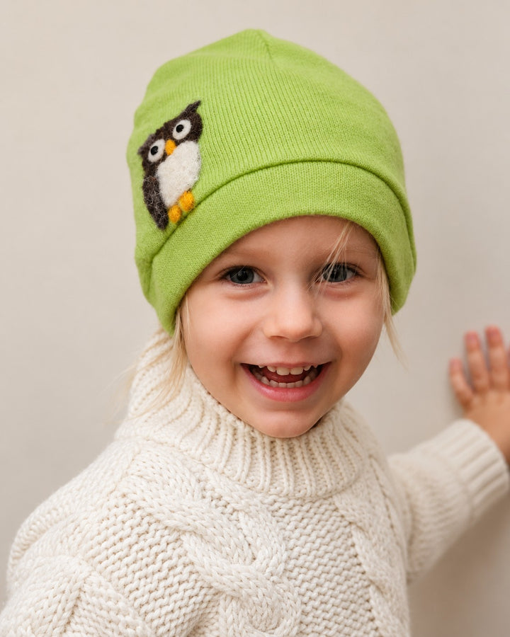 Owl Cashmere Toddler Hat (Ages 1–2)