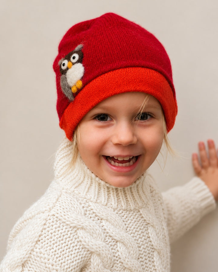 Owl Cashmere Toddler Hat (Ages 1–2)