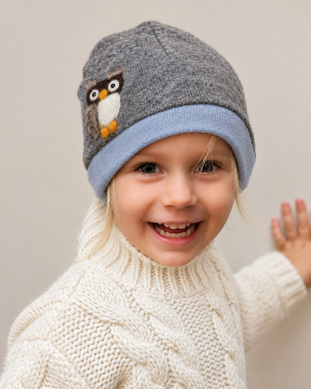Owl Cashmere Toddler Hat (Ages 1–2)