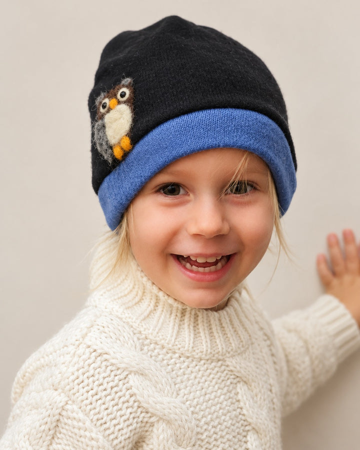 Owl Cashmere Toddler Hat (Ages 1–2)