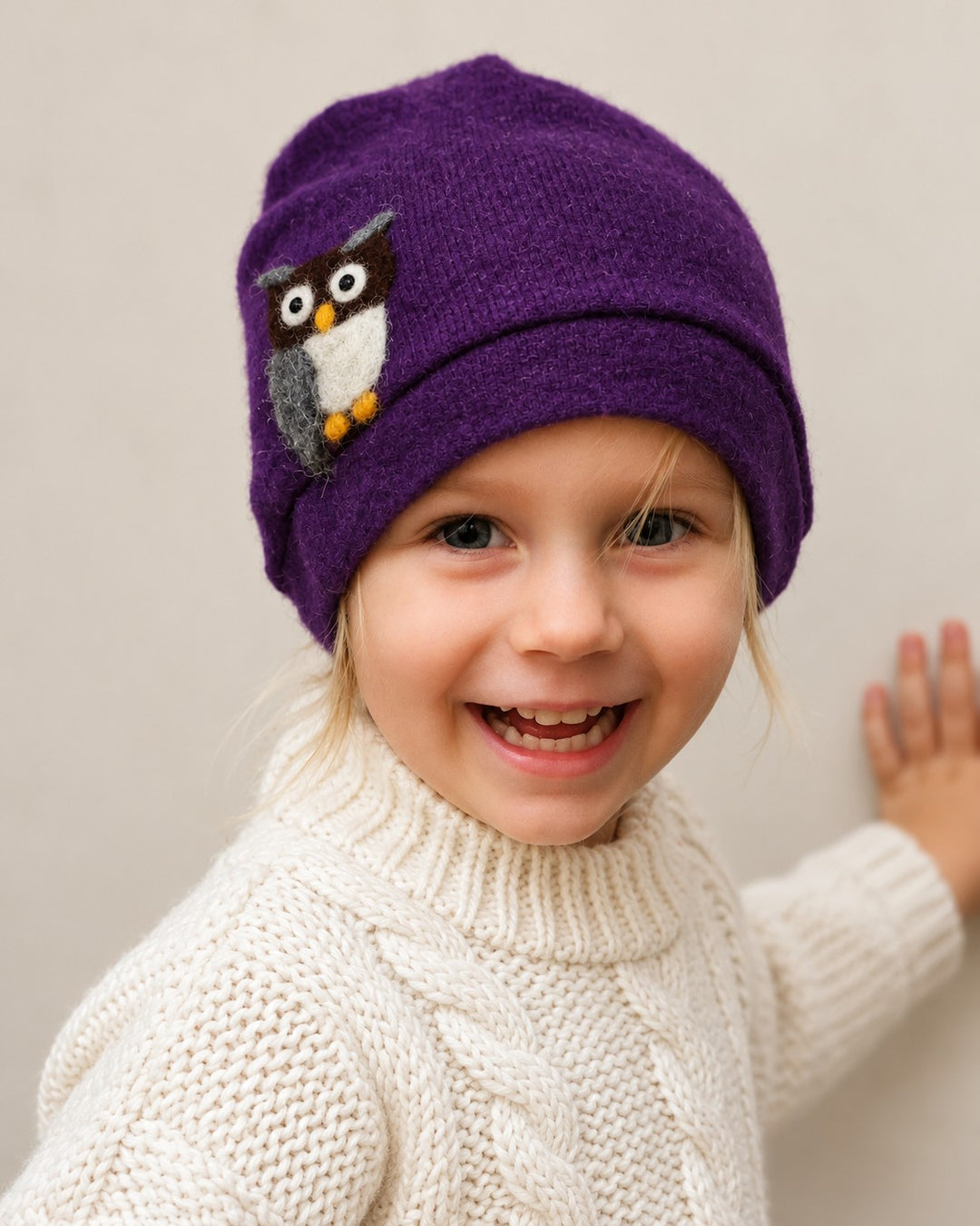 Owl Cashmere Toddler Hat (Ages 1–2)
