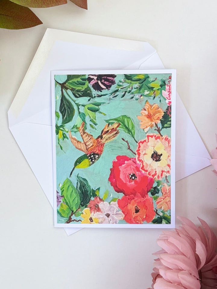 Turquoise Hummingbird Greeting Card by Carpe Diem Papers