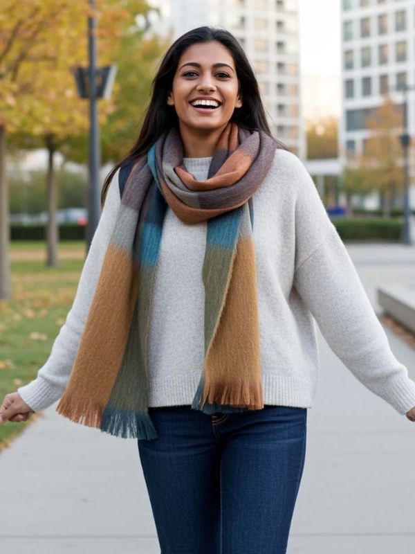 Brushed Alpaca Plaid Scarf