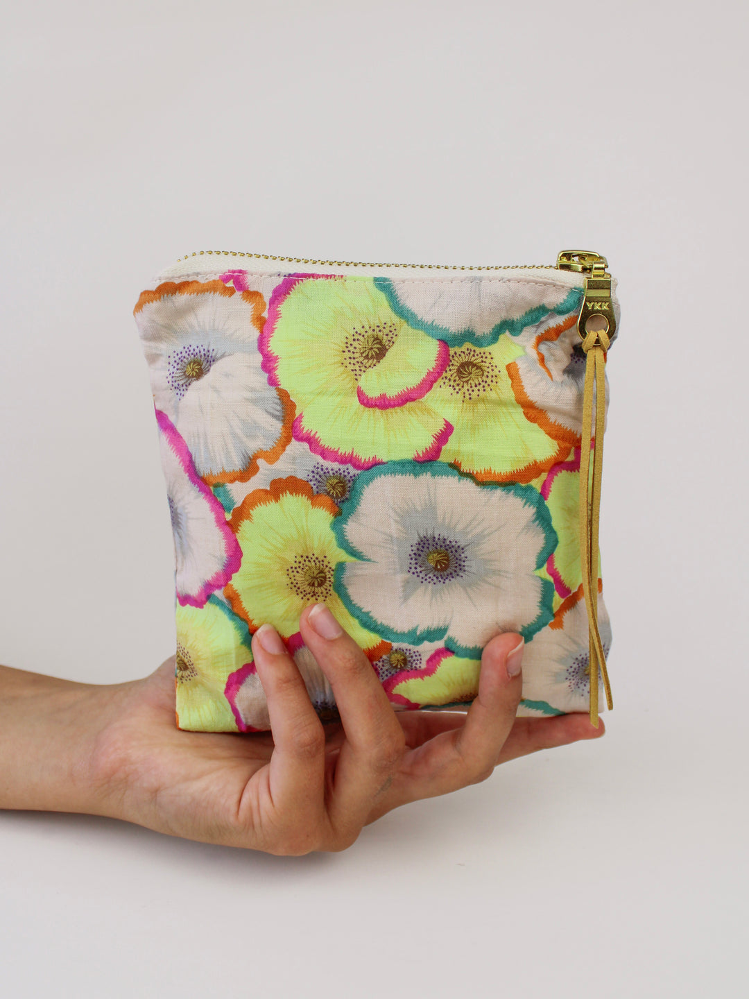 Watercolor Pansies Square Zip Pouch