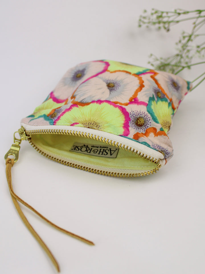 Watercolor Pansies Square Zip Pouch