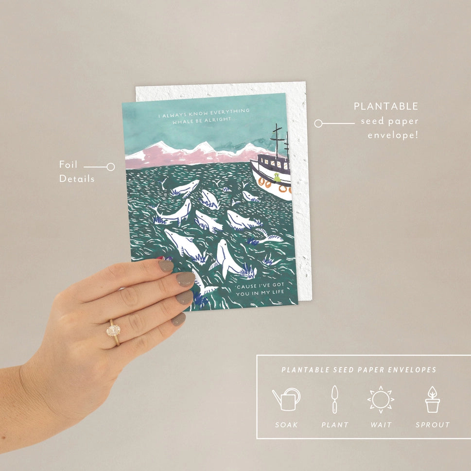 Whales - Love + Friendship Card - Seeded Card