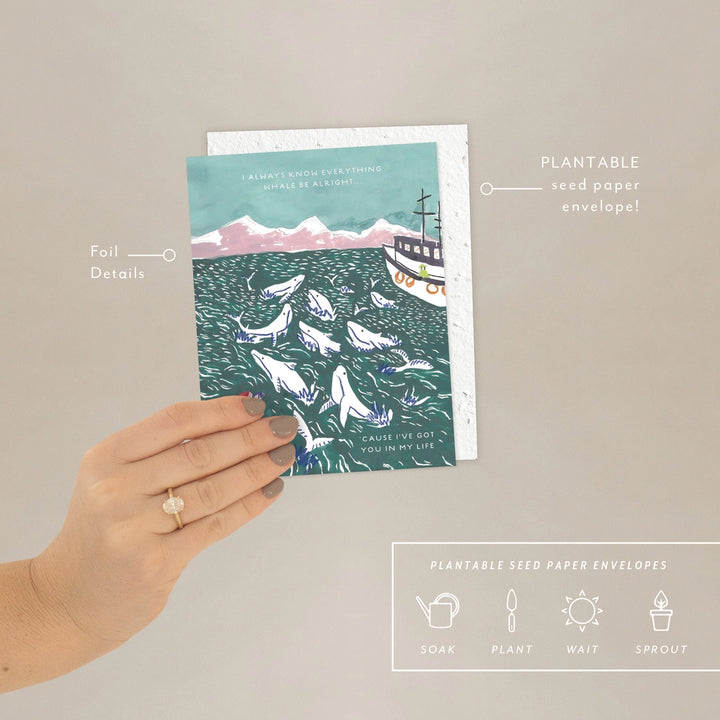 Whales - Love + Friendship Card - Seeded Card