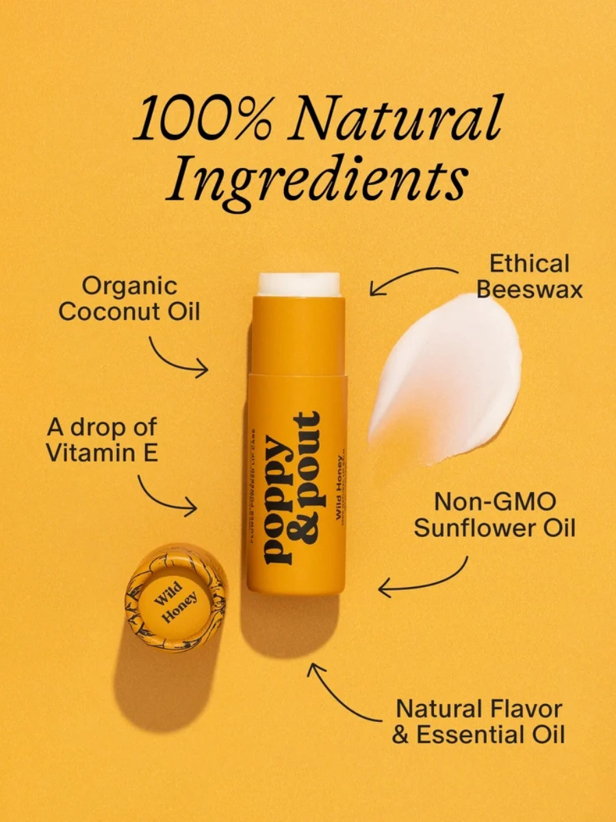 Poppy &amp; Pout Natural Lip Balm – Handmade in the USA