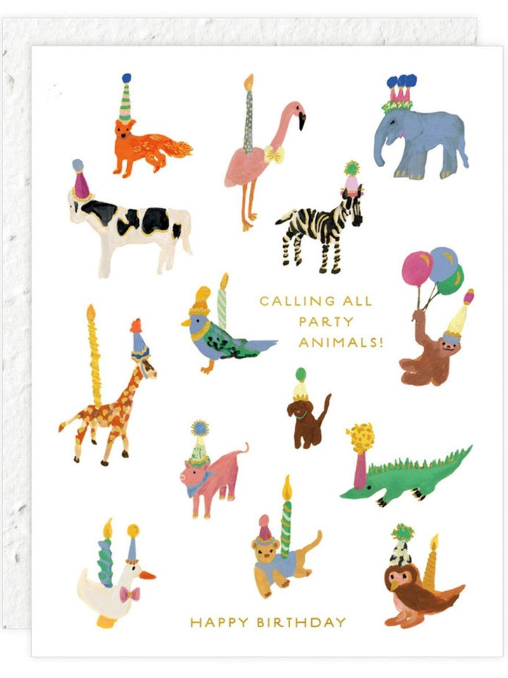 Animal Party - Seeded Birthday Card