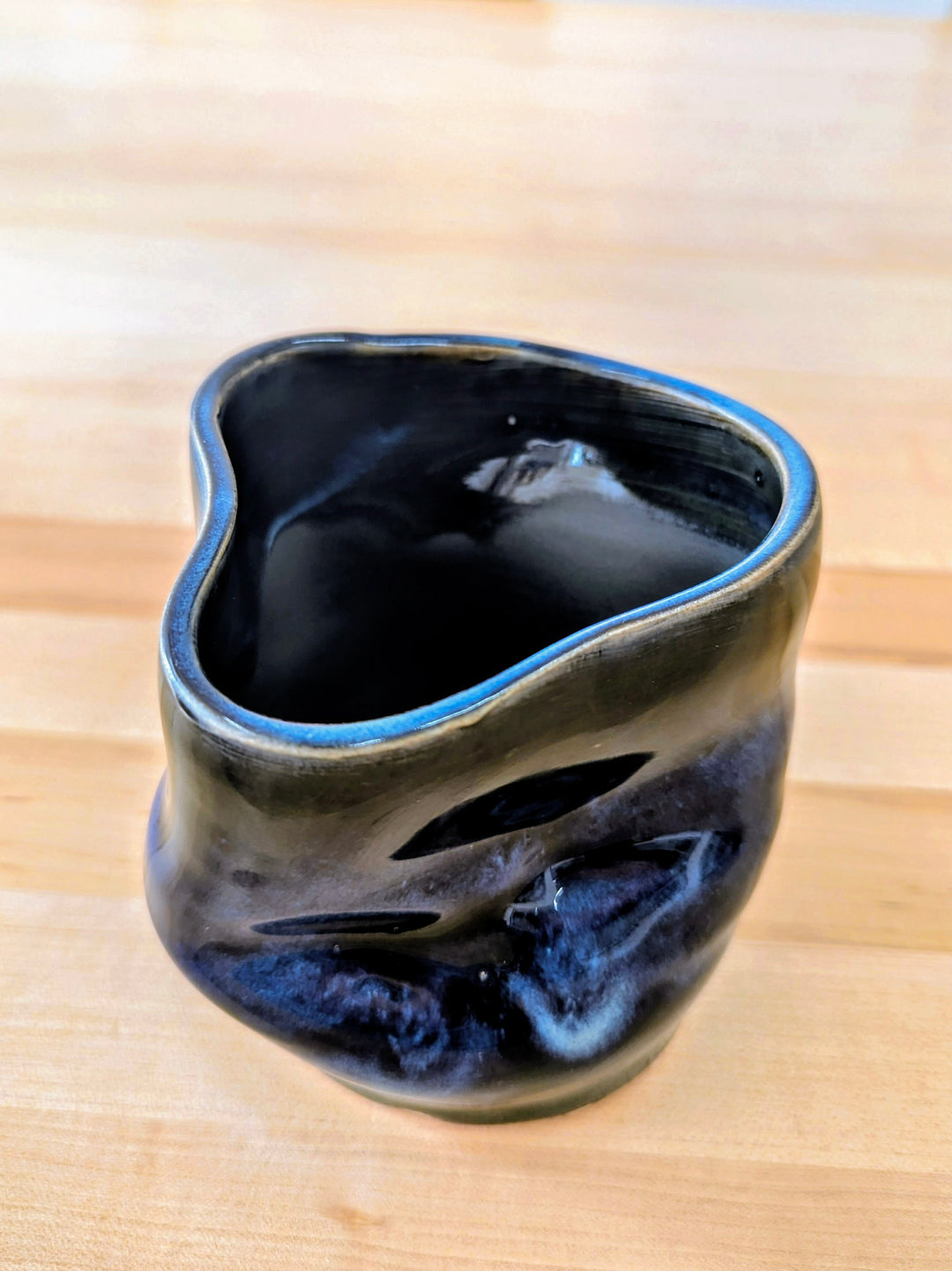Hand-thrown abstract ceramic vase in Midnight glaze, by Ash &amp; Rose