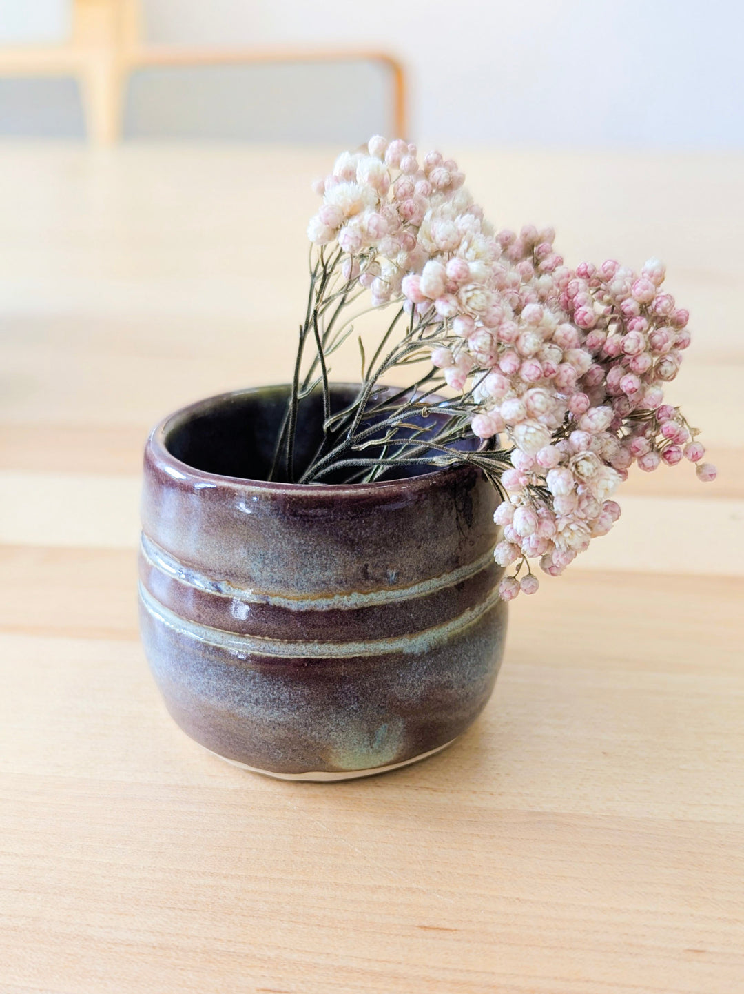 Handmade mini ceramic pot in Raspberry Mist glaze, by Ash &amp; Rose
