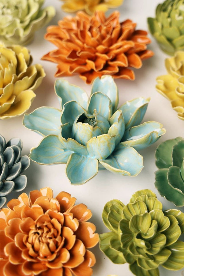 Ceramic Flower Robin's Egg Blue Aurora Water Lily