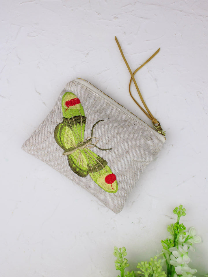Butterfly Embroidered Mini Pouch