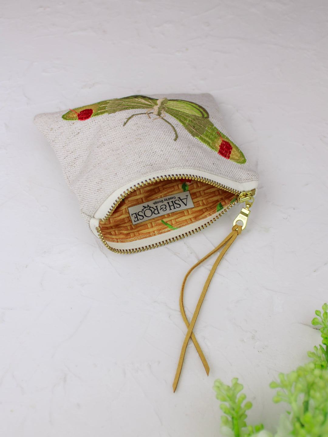 Butterfly Embroidered Mini Pouch