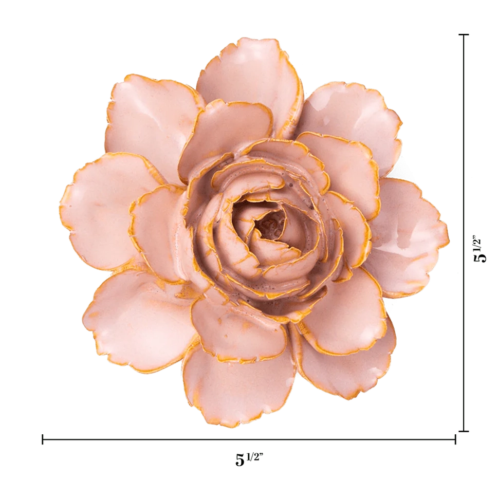 Ceramic Flower Rose Pink Camellia
