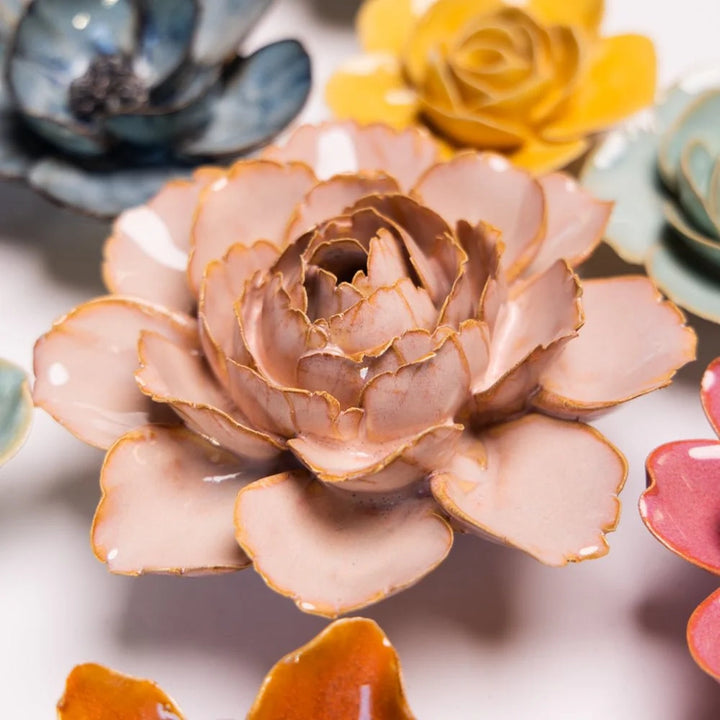 Ceramic Flower Rose Pink Camellia