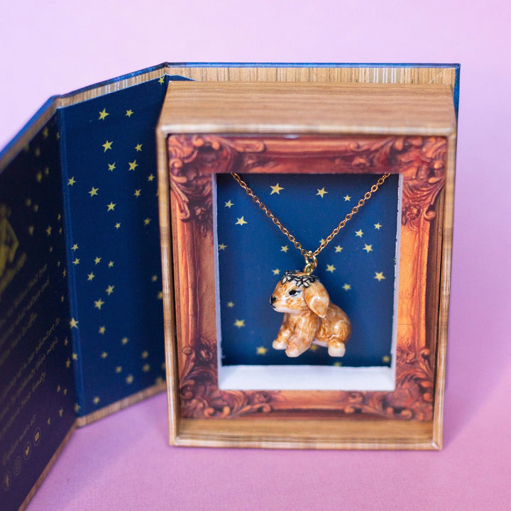 Hand-Painted Porcelain Baby Animal Pendant Necklace