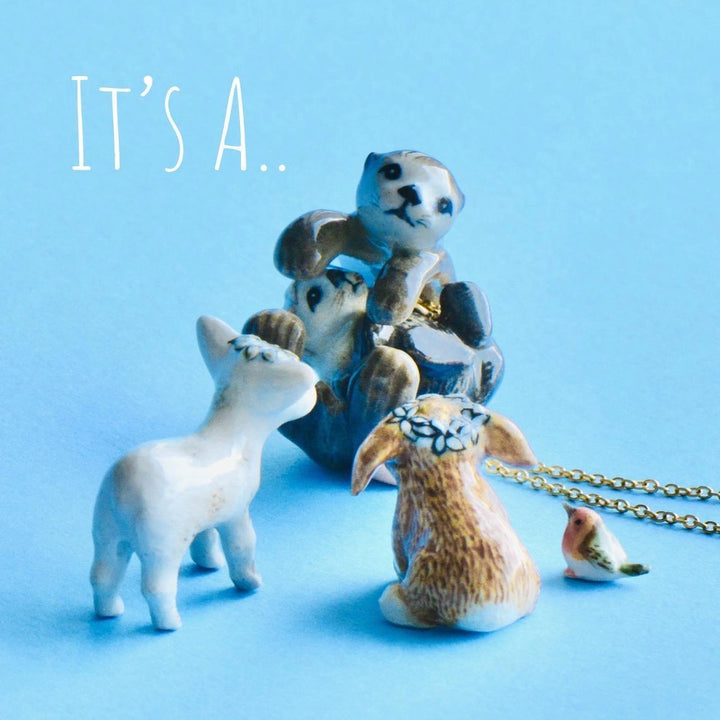 Hand-Painted Porcelain Baby Animal Pendant Necklace