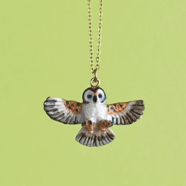 Hand-Painted Porcelain Birds of Prey Necklace