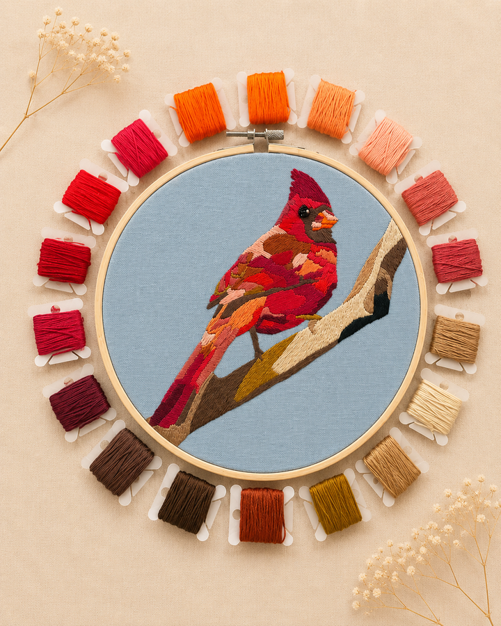 Cardinal Embroidery &amp; Beadwork Kit – Kate Wyatt Fine Art